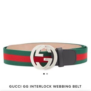 Men’s Gucci Red and Green Interlocking GG Belt